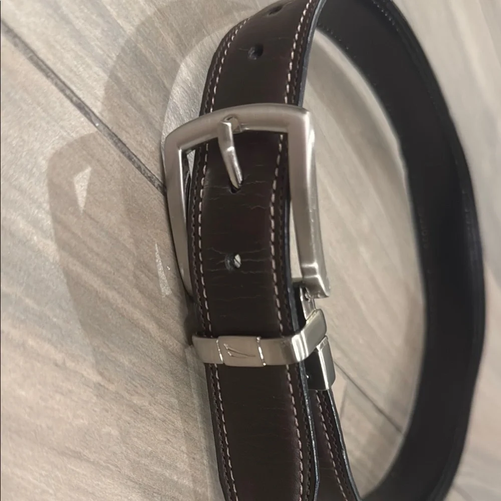 Boys bundle of 2 leather belts. Nautica reversible Brown/Black & braided tan